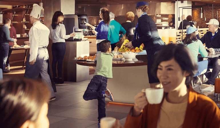 Jacobs-Kaffeemaschine am Frühstücksbuffet eins Hotels