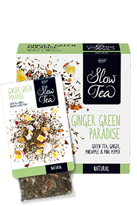 Slow Tea Ginger Green Paradise, Grüner Tee, 3 Packungen à 25 Beutel Slow Tea Ginger Green Paradise, Grüner Tee, 3 Packungen à 25 Beutel